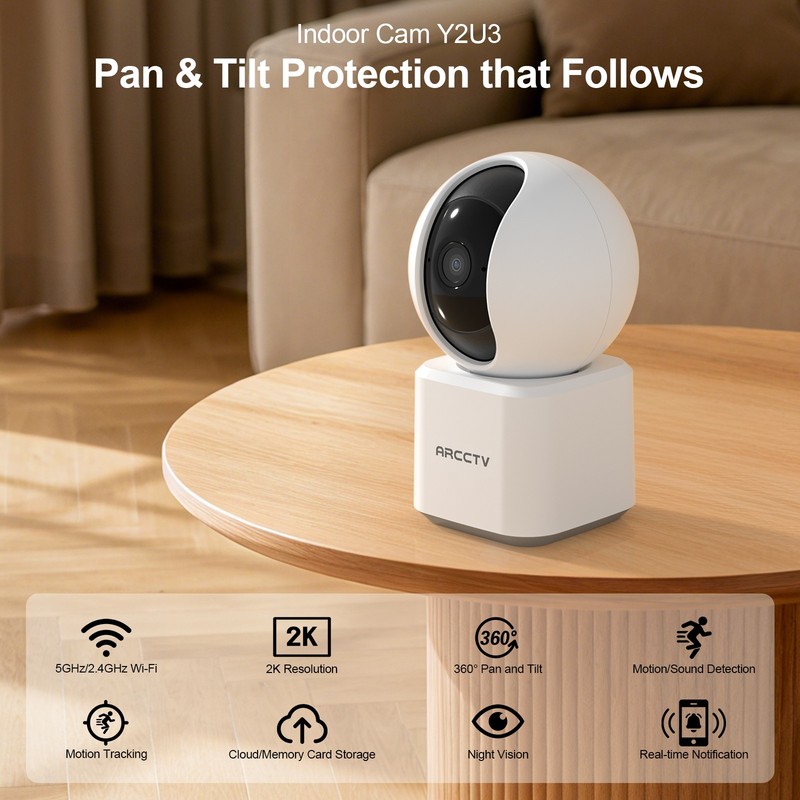 ARCCTV 2K WiFi Pan/Tilt Security Camera Wireless Indoor For Dog/Pet/Baby Monitor gallery