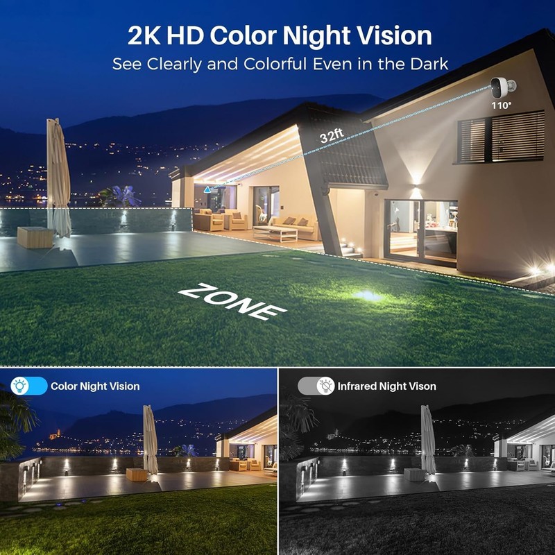 Weatherproof 2K Battery-Powered Security Camera with 2-Way Talk & Siren Alarm gallery