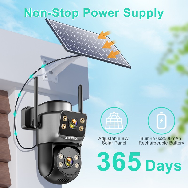 2PCS WIFI Solar PTZ Security Camera 4MP 5G Audio Dual Lens Wireless Color IR gallery