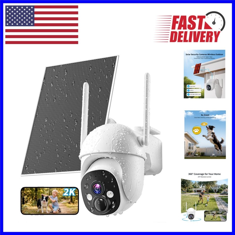Multi-Functional Solar Powered 2K Security Camera | 360° View & Night Vision