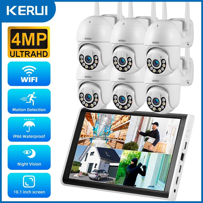 4MP HD PTZ WIFI IP Camera 8CH Wireless LCD Monitor NVR Kit Home Security Camera gallery