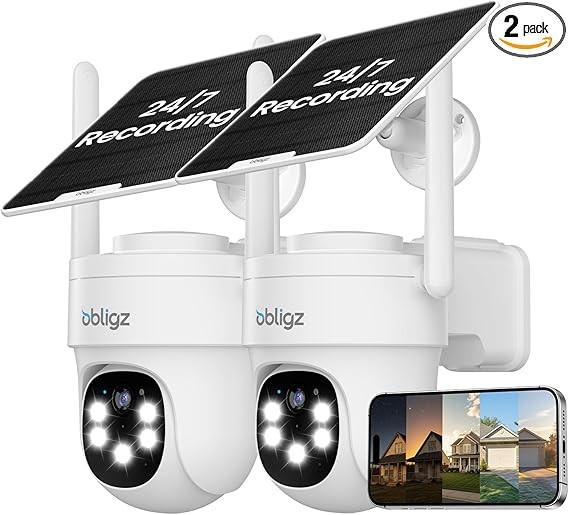 Solar Camera Security Outdoor 2 Pack 2K Night Vision AOV gallery