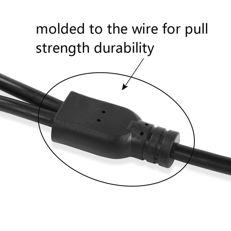 PNGKNYOCN Right Angle DC Power Splitter Cable 1 Female to 2 Male 70 cm, Black gallery
