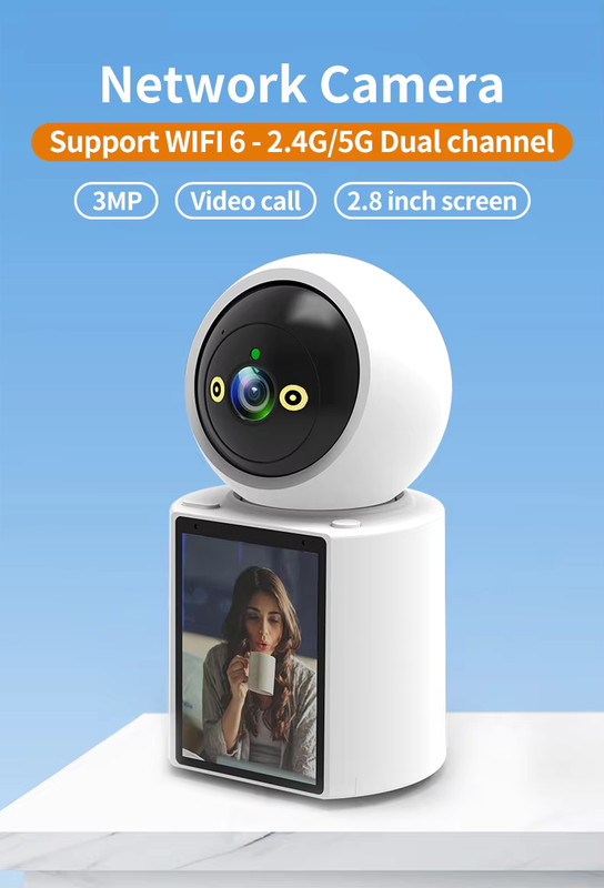 3MP 2-Way 2K Video Call Indoor Security Camera/2.8Inch Screen/One-Button Call gallery