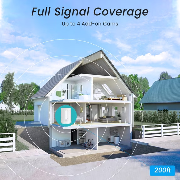 2K/4MP Solar Security Camera with Base Station, Spotlight, Expandable Local gallery