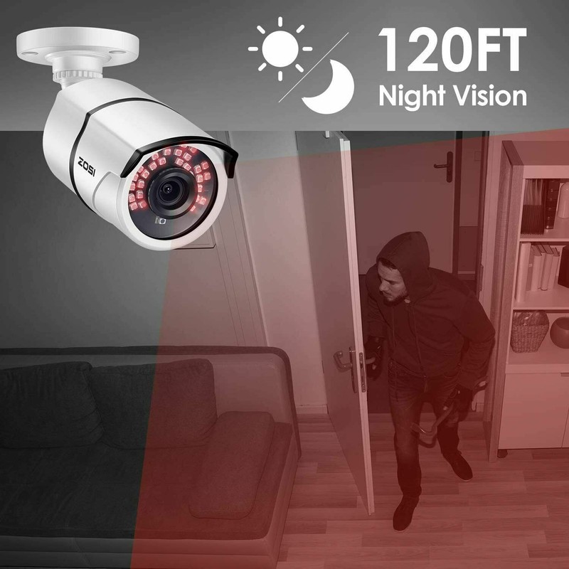 ZOSI H.265+ Outdoor Security Camera System 1080p 8CH 5MP Lite DVR 2TB for Home gallery