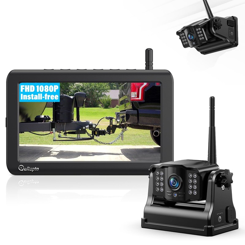 eRapta Wireless Backup Camera Magnetic: 5” Portable, 5 inch-1 camera, black