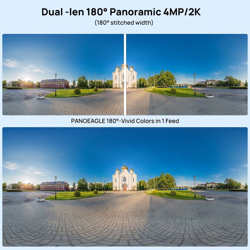 VIKYLIN 4MP 170° Panoramic Security Camera Dual lens Dual Light IR Full Color gallery