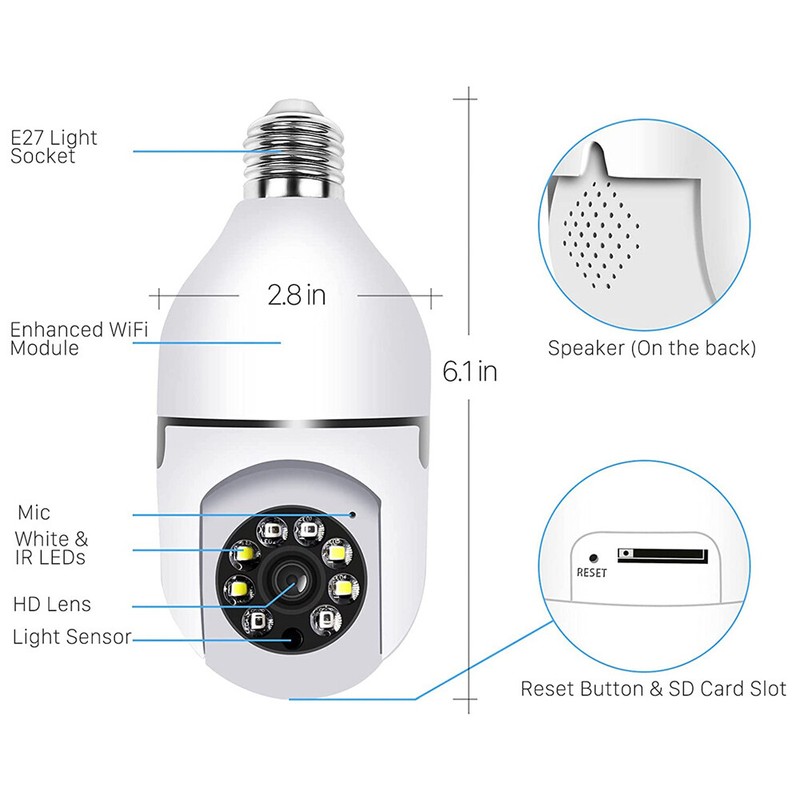 2.4G/5G Wifi Outdoor Light Bulb Security Camera Home Night Vision Wireless 1080P gallery