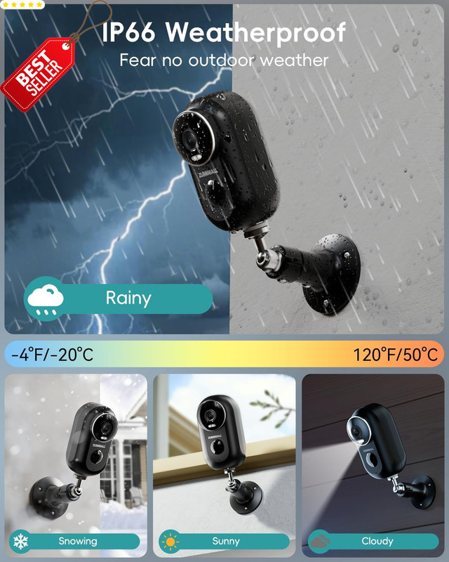 2K Wireless Security Camera Outdoor 3MP Color Night Vision 2Way Talk IP66 US gallery