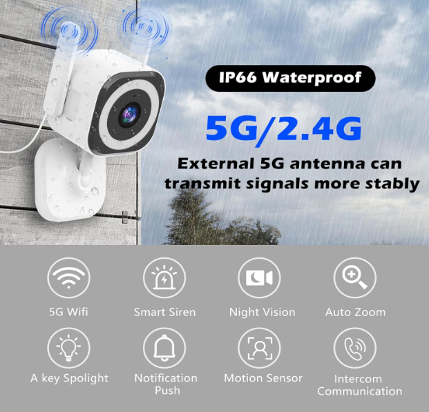 Cámara de seguridad 2K interior/exterior 5G, visión nocturna, IP66 gallery