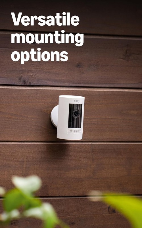 Ring Stick Up Cam, Weather-resistant, Live View, Color Night Vision -White gallery