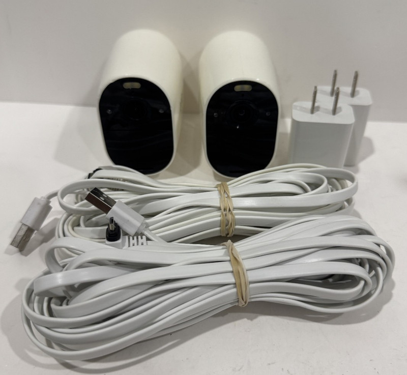 LOT of 2- Arlo VMC2030 Essential Spotlight Security Camera w/Charging Power Cord