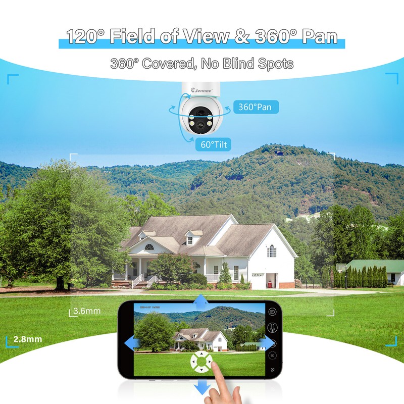 Solar Battery Powered Wifi Security Camera System Wireless Outdoor PTZ 360° Cams gallery