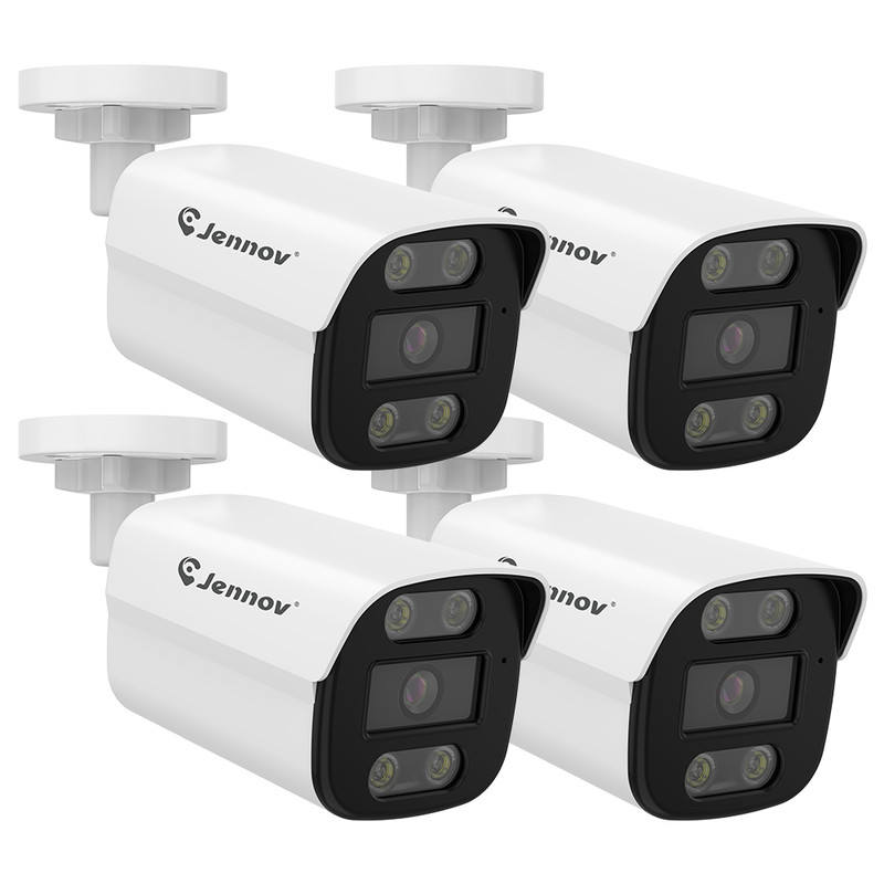 4‑Pack 8MP PoE Security IP Camera Outdoor Two‑Way Audio Color Night Vision 4K