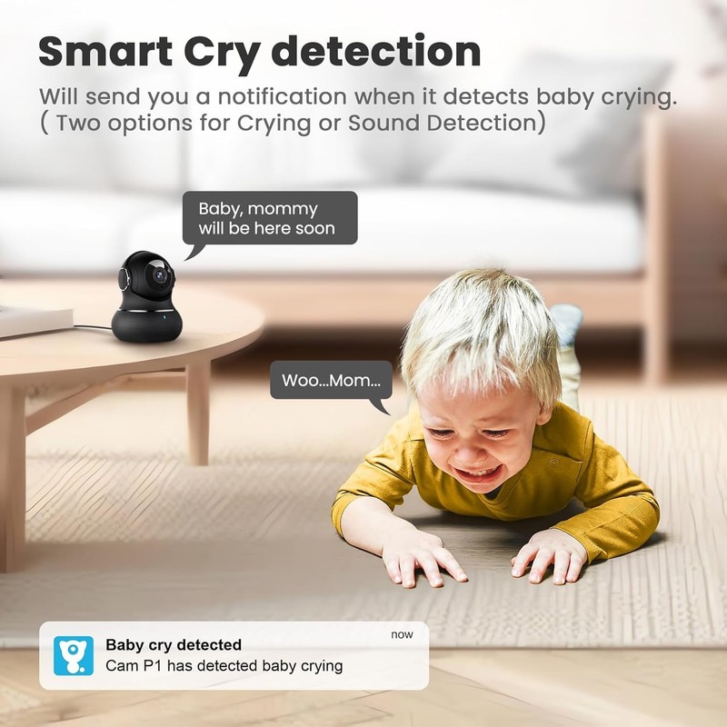 Indoor Security Camera 5MP 360° Auto Tracking Night Vision Pet Camera with Phone gallery