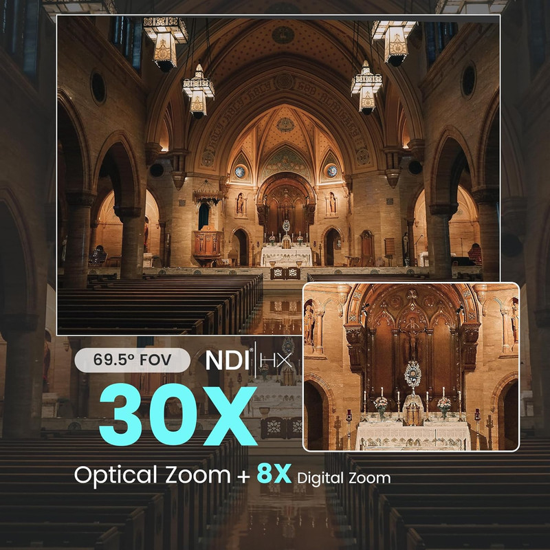 NDI PTZ Camera AI Auto Tracking 3G-SDI/USB3.0/HDMI/LAN Poe 30X Optical and 8X Di gallery