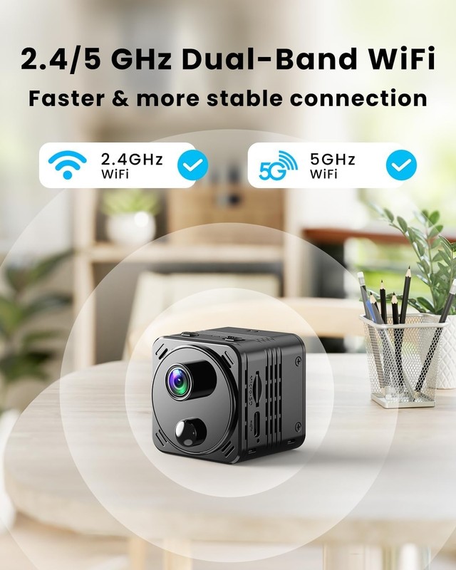 4K Mini Dual-Band 2.4/5GHz WiFi Indoor with AI Human Detection Night Vision gallery