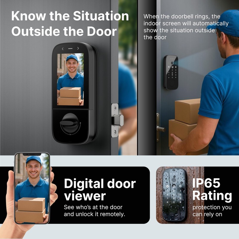 Miko i10 Pro Smart Lock with Camera, Face and Palm Recognition, WiFi 2K Video... gallery