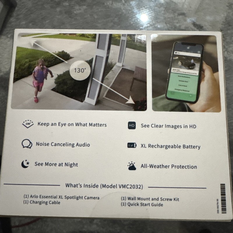 Arlo Essential VMC2032 1080p Indoor/Outdoor Wireless Spotlight Camera New sealed gallery