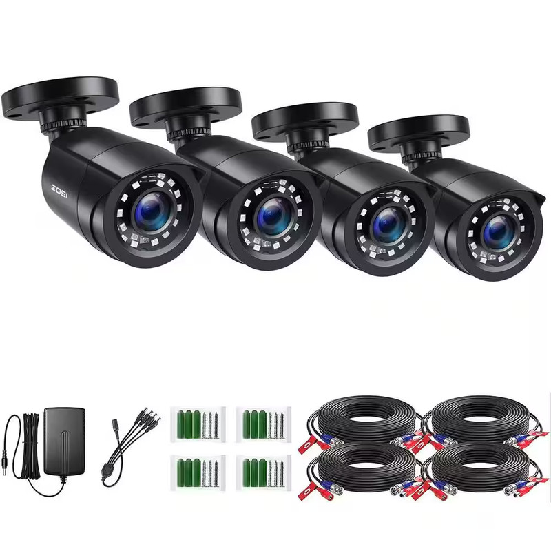 Wired 1080P Outdoor Bullet TVI Security Camera Compatible for TVI Dvrs (4-Pack)