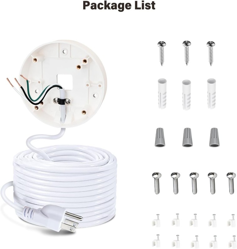 20ft Indoor/Outdoor Power Cable & Mount for Floodlight Cams - Strong ABS Design gallery