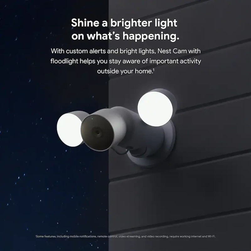 New Google Nest Cam w/ Floodlight Outdoor Security Camera White Wired gallery