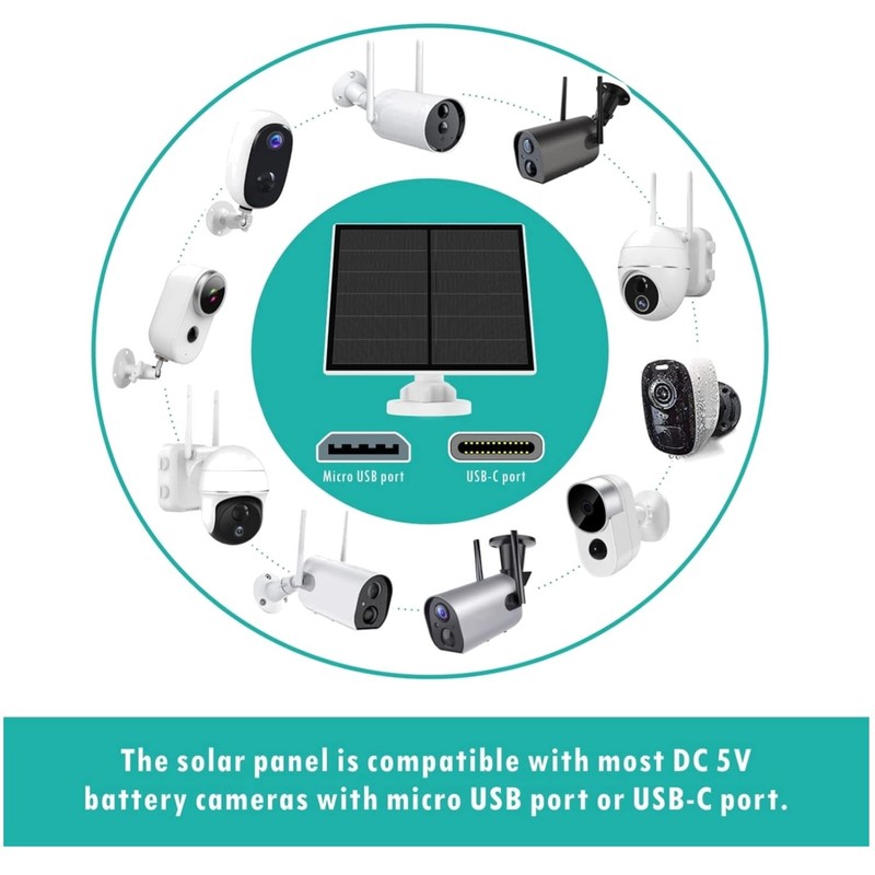 Solar Panel Charger for Rechargeable Camera, Waterproof
