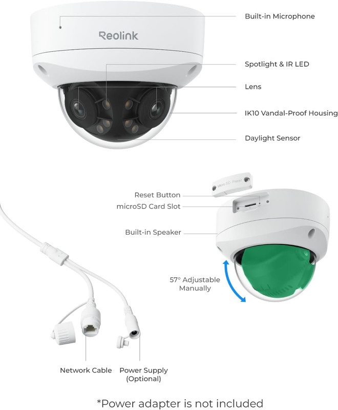 REOLINK 4K 8MP 180° Dual-Lens Poe IP Camera, IK10 Vandal-Proof, Person/Vehicle/A gallery