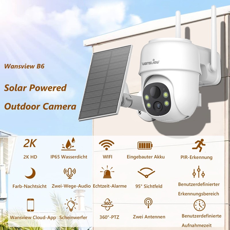 Wansview 2K Wireless Solar Security Camera Outdoor WiFi for Home Ai Detection gallery