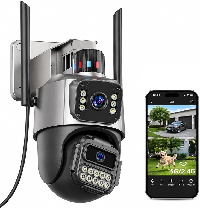 Smart Outdoor Security Camera 6MP Dual Lens PTZ 5G WiFi