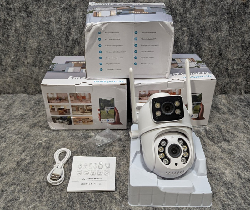 3 x Dual Lens Dual Screen 4MP AI Auto Tracking IP Camera CCTV Surveillance