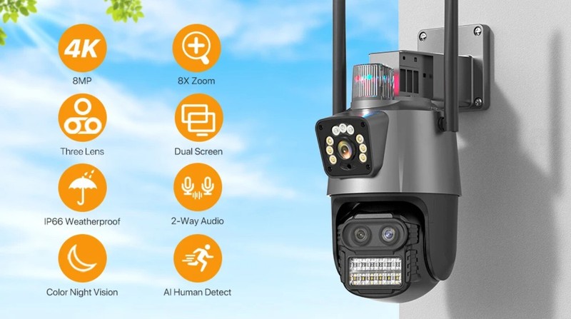 9MP WIFI IP Camera 4K HD PTZ Auto Tracking Security CCTV Camera 4MP P2P Video gallery
