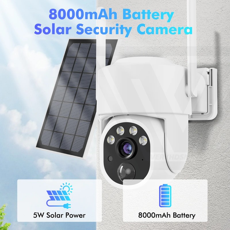 5MP PTZ Solar Power IP WiFi Camera Outdoor IP66 Waterproof 5X Zoom 8000mAh Built gallery