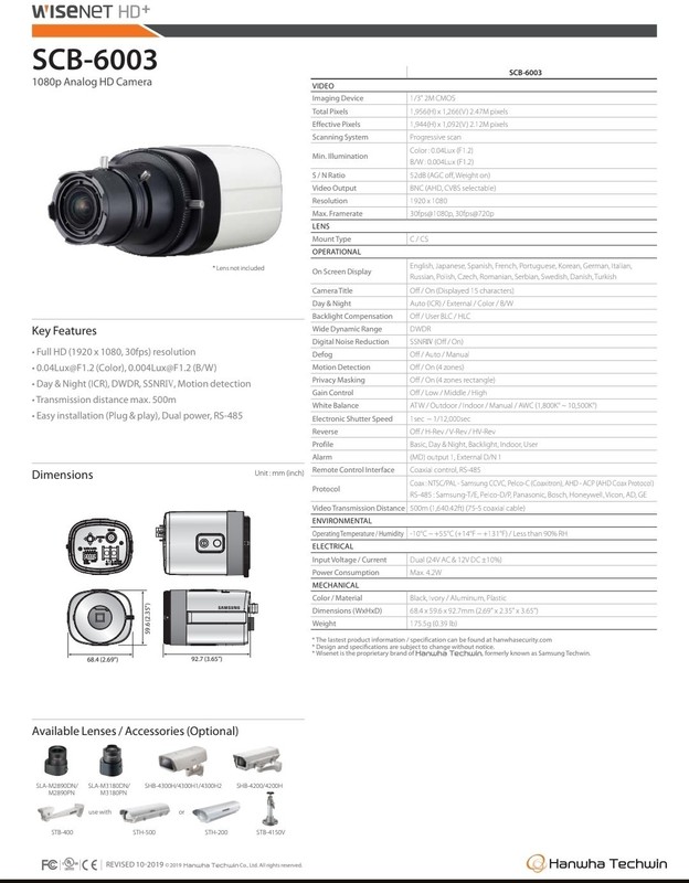 Samsung SCB-60031080p Full HD Analog Box Camera gallery
