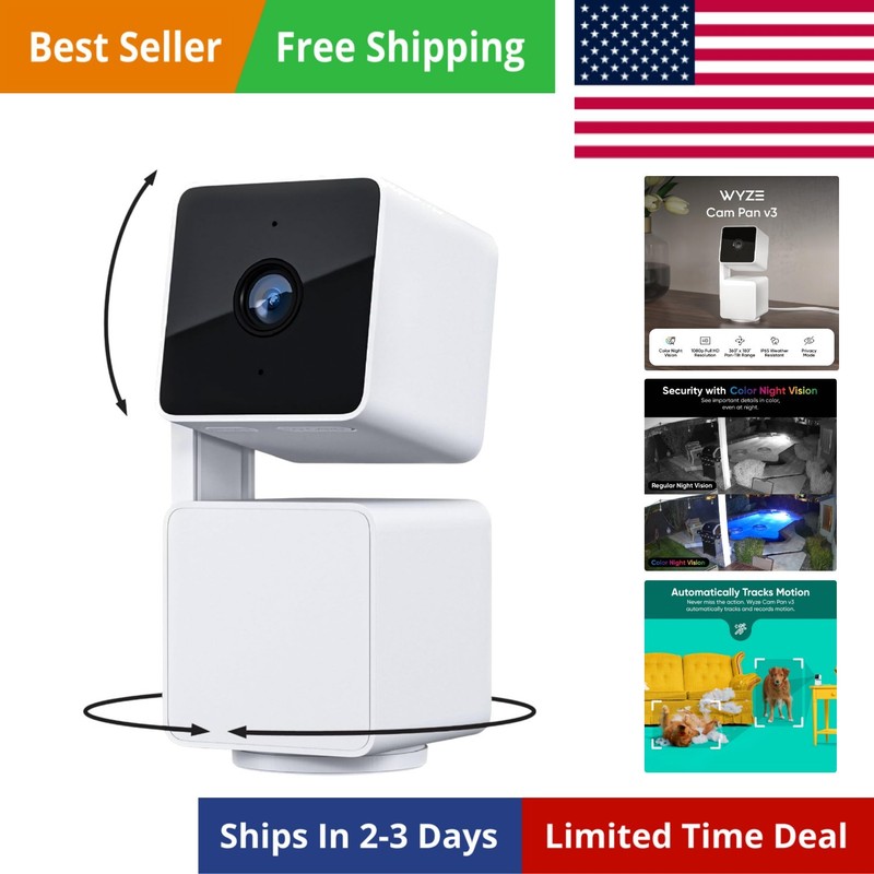 Cam Pan v3, Indoor/Outdoor 1080p Pan/Tilt/Zoom Wi-Fi Smart Home Security Cam…