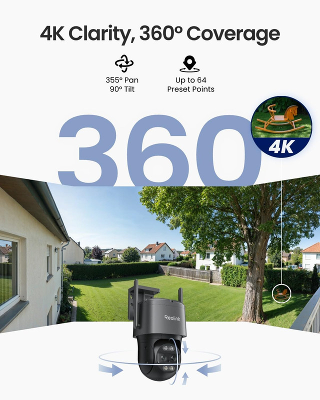REOLINK 4K Wired Wifi Outdoor Camera, 8MP Dual Lens Security Camera, 360 PTZ Cam gallery