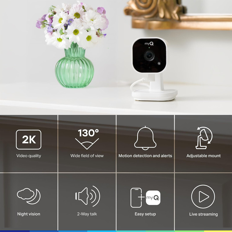 Myq Indoor Plug-In Security Camera Gen 2 – 2K Smart Wi-Fi Camera with Night Visi gallery