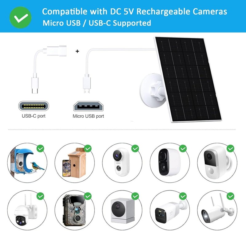 360° Adjustable 4W Solar Panel for Reliable Security Camera Power - 9.8FT Cable gallery