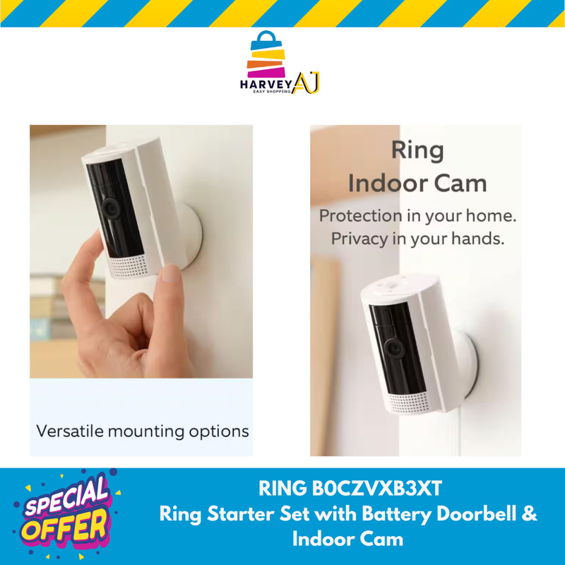 Ring B0CZVXB3XT Starter Set with Battery Doorbell and Indoor Cam gallery