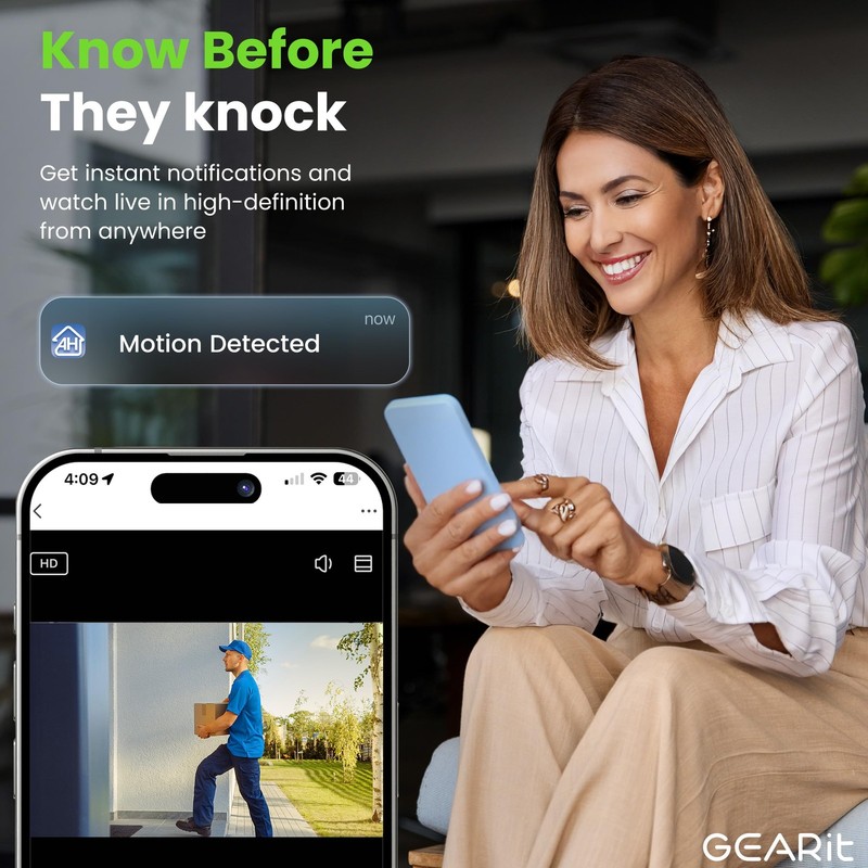 Video Doorbell Camera with Chime - 2K QHD Video - 6 Months Rechargeable Batte... gallery
