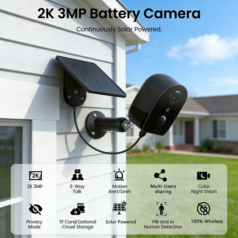 AOQEE Wireless Solar Security Camera Outdoor Color Night Vision WiFi 2-Way Audio gallery