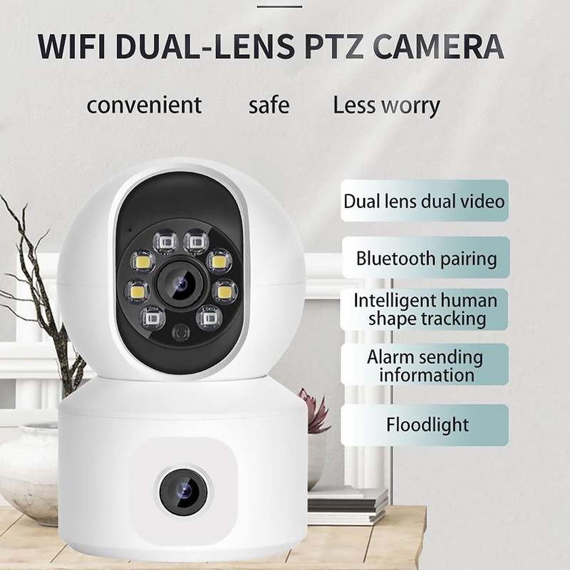 Dual-Lens WiFi Security Camera 360° Panoramic Indoor Smart Home Auto Tracking HD gallery