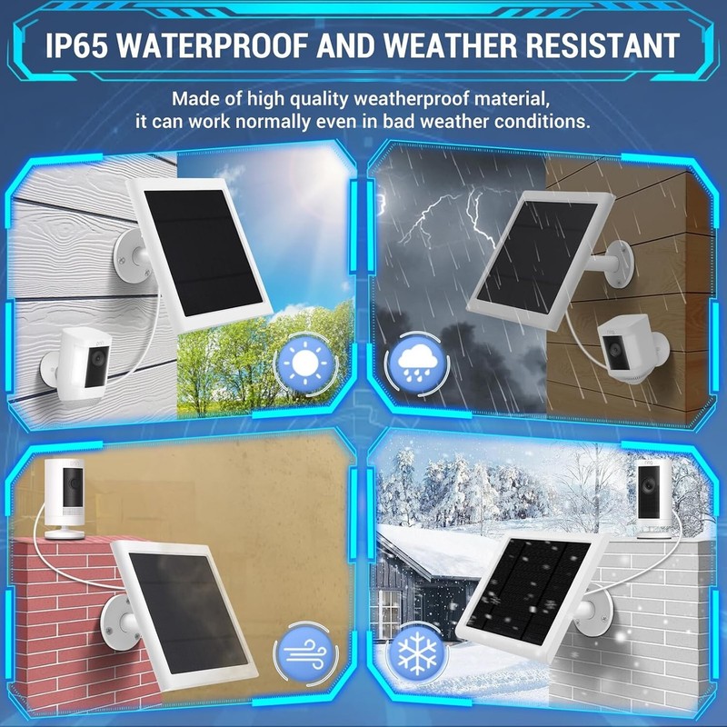 2 Pack - Solar Panel for Ring Camera, Compatible with Ring Spotlight Cam Plus/Pr gallery