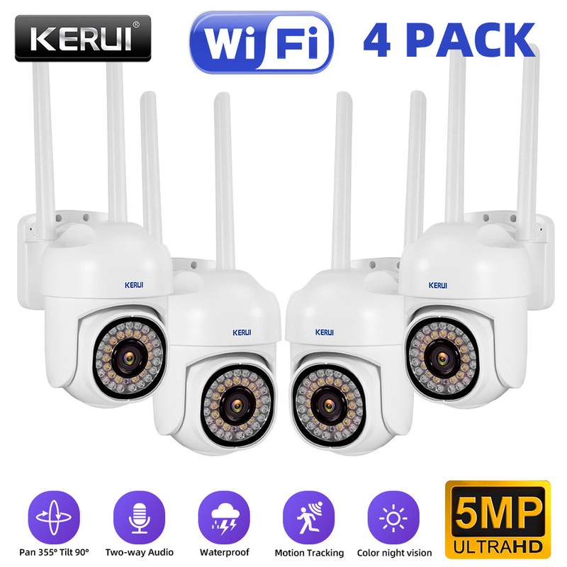 4-Pack Wireless 5MP WiFi Security Camera System Smart Outdoor Night Vision 1080P