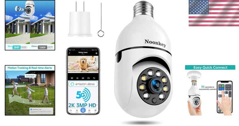 2K/3MP Wireless Security Camera: Echo Alexa Compatible, 360° View & Night Vision gallery