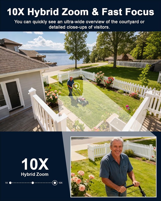 4K PTZ Security Camera Outdoor with Rapid 10X Hybrid Zoom, 355°Pan & 90° Tilt... gallery