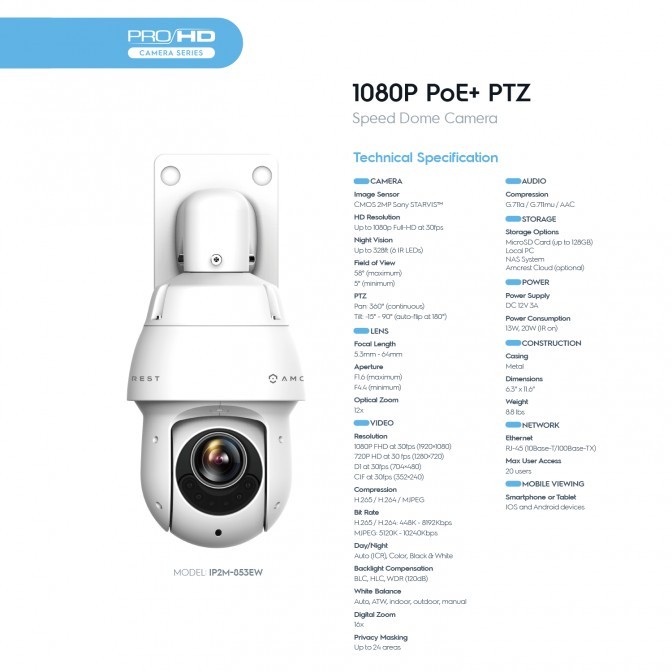 Amcrest IP2M-853EW Outdoor 1080P PTZ POE + IP Camera gallery