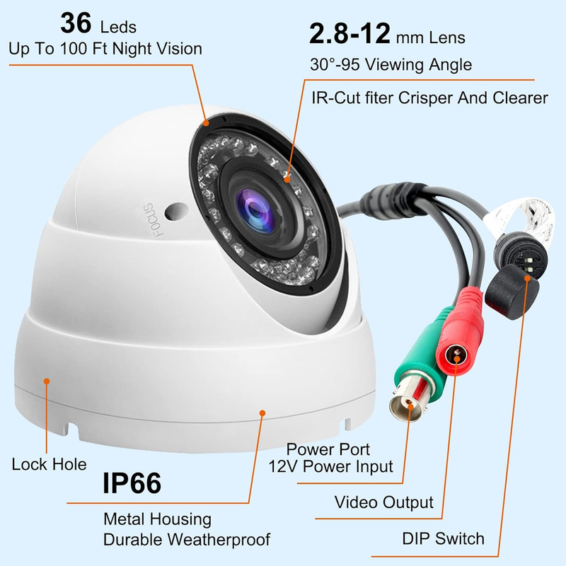 Anpviz Analog CCTV Camera 1080P HD 4-In-1(Tvi/Ahd/Cvi/960H CVBS), 4X Manual Focu gallery