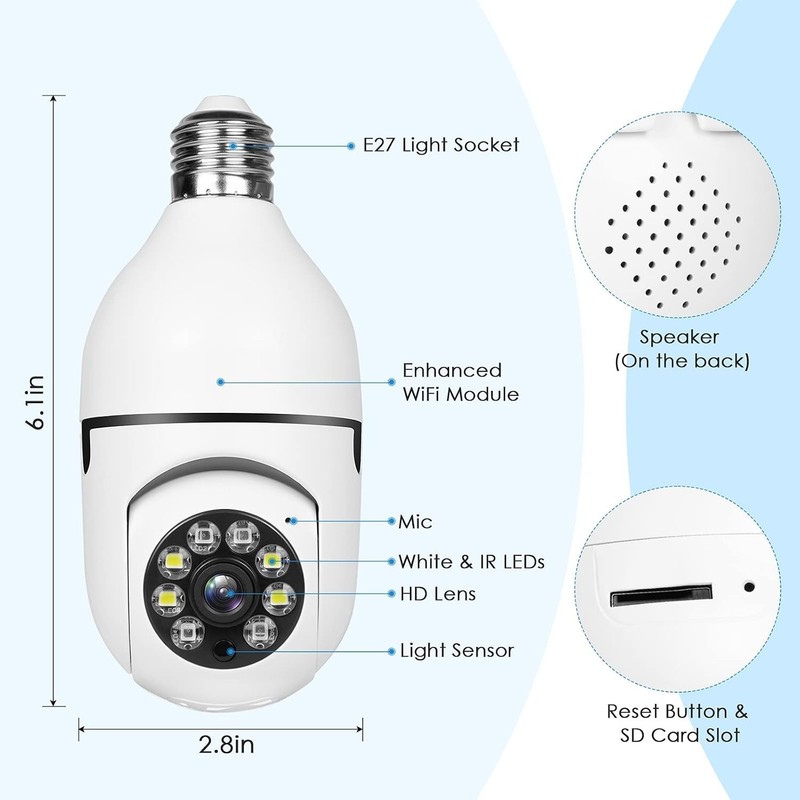 Light Bulb Security Camera Outdoor 2packs HD Wireless 5GHz/2.4GHz WiFi Home ... gallery